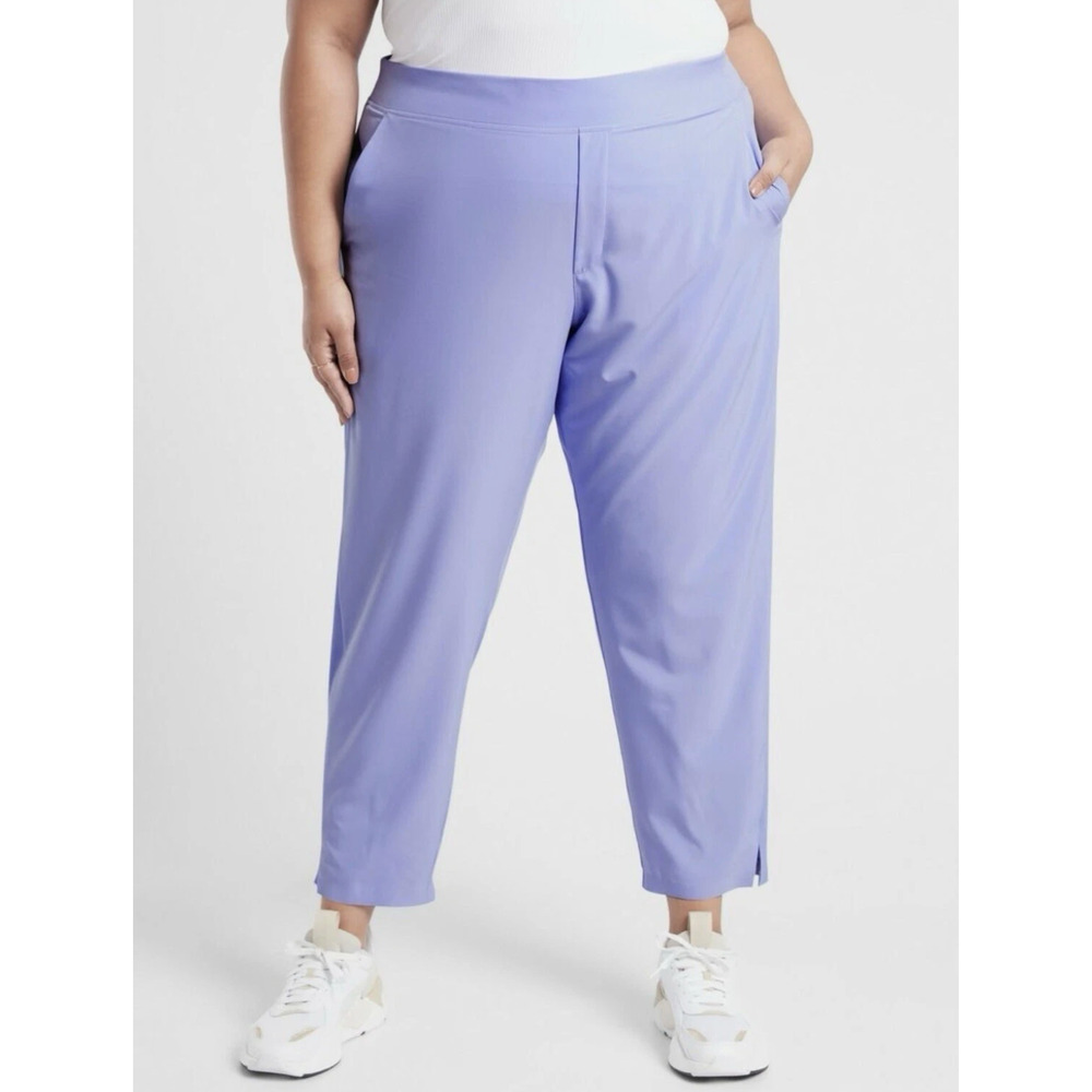 Athleta Mid Rise Brooklyn Ankle Pant Sz 20 Periwinkle Blue Travel Commute Comfy